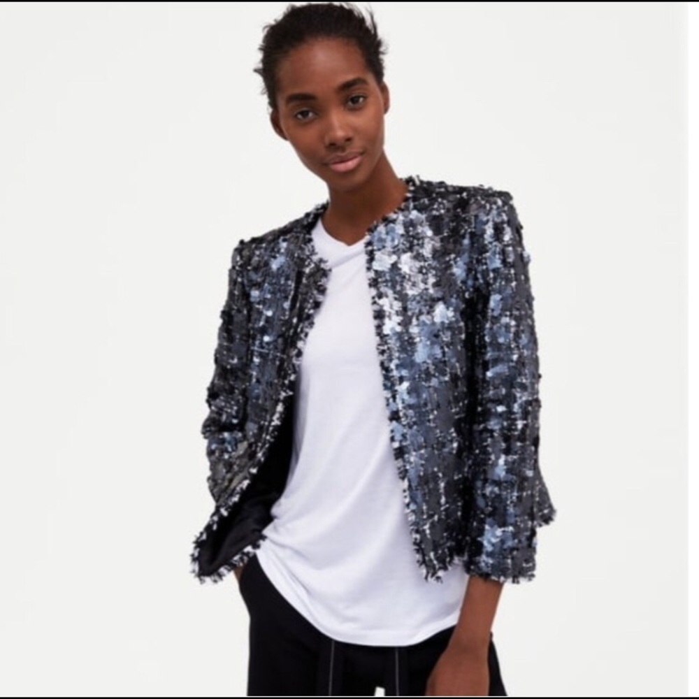 ZARA Tweed & Sequined Blazer 🏵